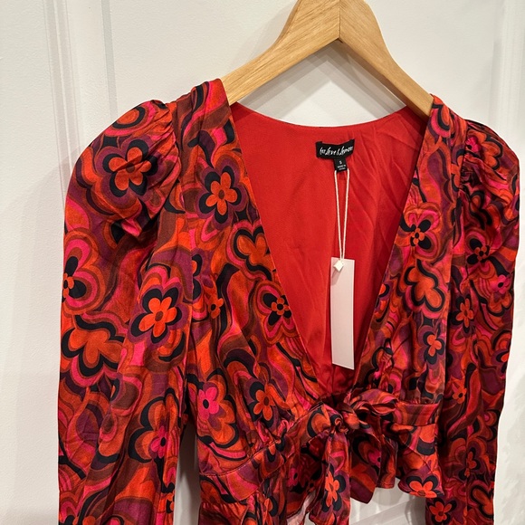 NWT For Love And Lemons Davina Tie Front Blouse - Picture 5 of 12